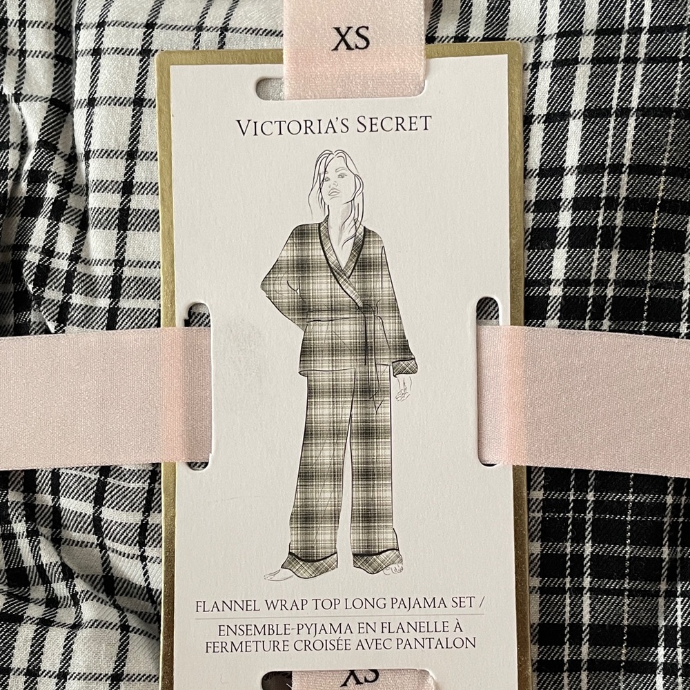 NWT - Victoria's Secret Wrap Top Long Flannel Pajama Set